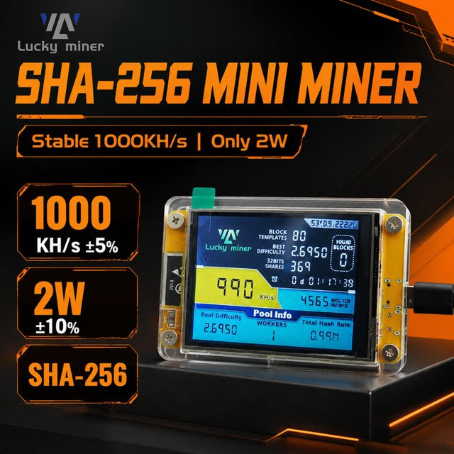 Lucky Miner LV04 Bitcoin NerdMiner V2 Solo-Miner mit 2,8 Zoll Display, 1000KH/s SHA-256, Plug & Play Mini-Kryptominer - Bild 1