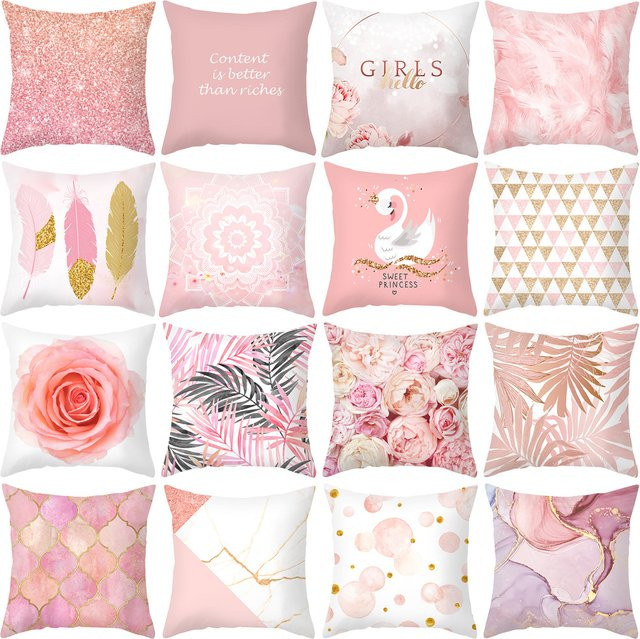 VIKAMA Kissenbezug in Rosa, quadratisch, B/T/H: 30 x 30 x 30 cm - Bild 1