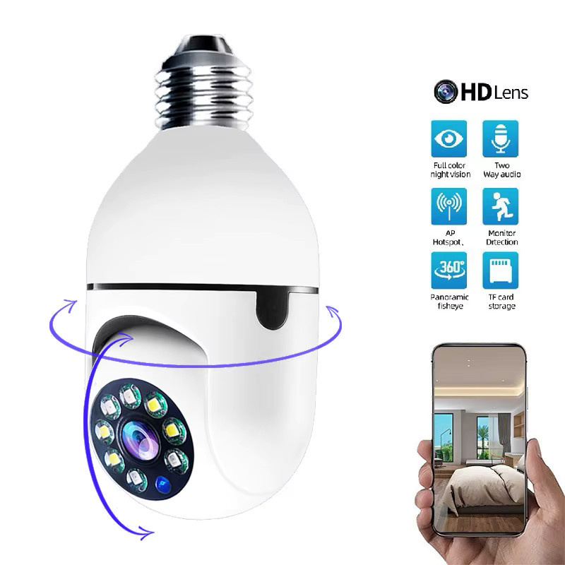 Wifi Mini E27 Glühbirne IP-Kamera in Weiß mit Vollfarb-Nachtsicht und automatischer Personenverfolgung zur Innenüberwachung - Bild 4