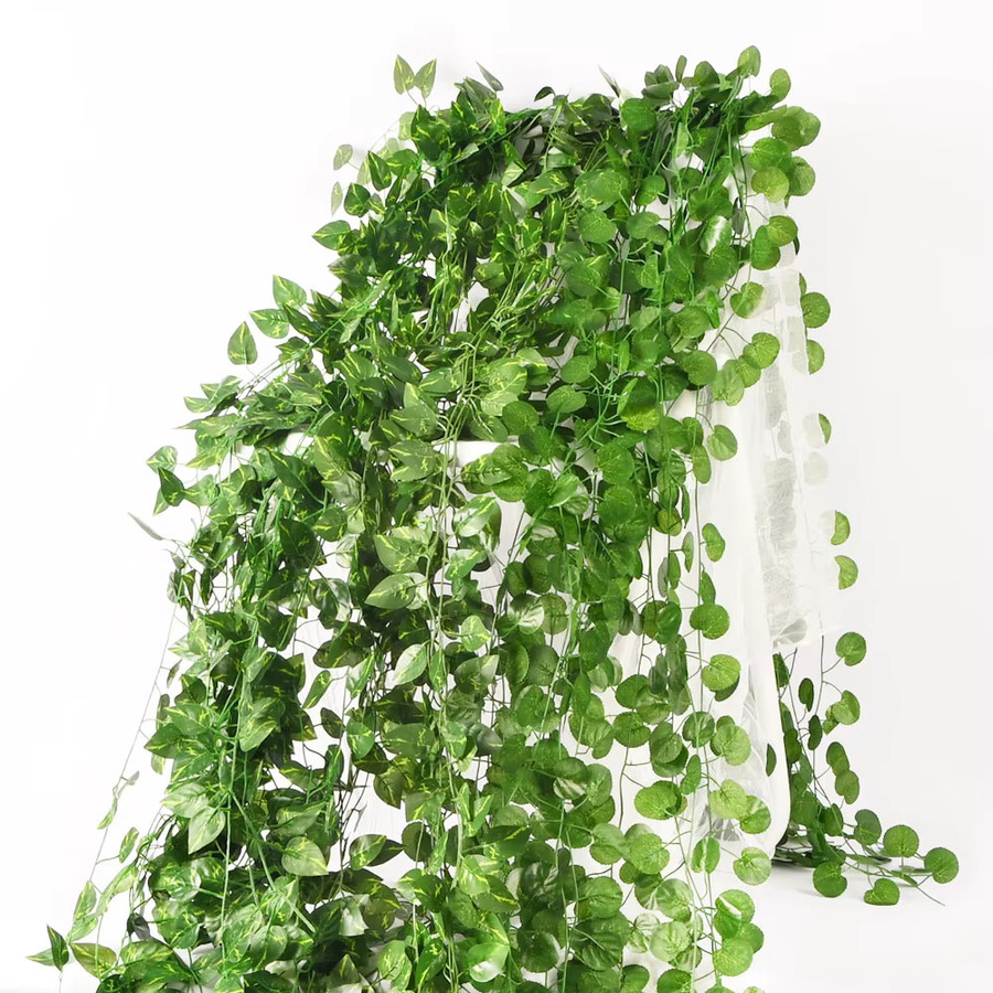 Uflower Künstliche Hängende Girlande aus Seide, Grüne Blätter-Reben für Hochzeit, Garten und Weihnachtsdekoration, Länge: 210 cm - Bild 1
