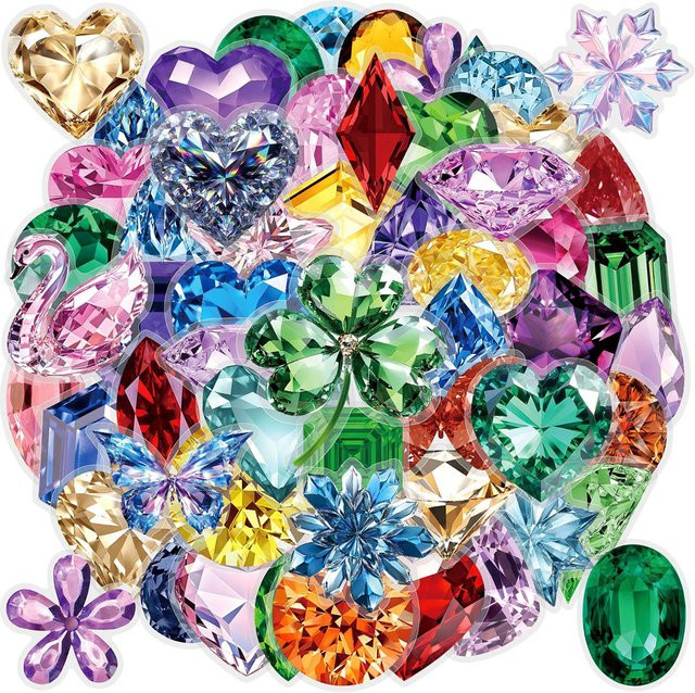 Bunte HD Diamant-Edelstein-Aufkleber aus transparentem PET, wasserfeste Ins-Style Sticker für Tassen, Handys und Laptops, 50 Stück - Bild 1