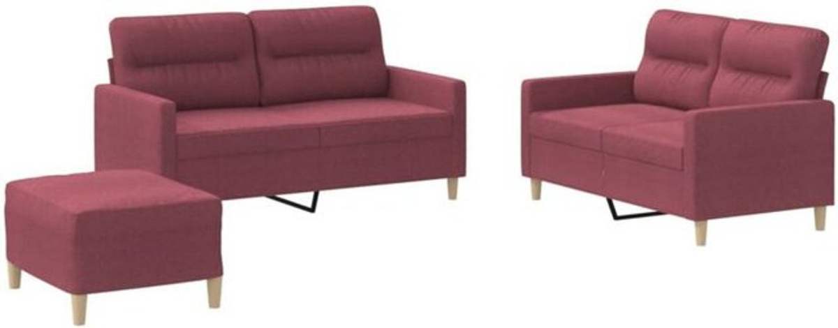 3-tlg. Sofagarnitur vidaxl in Rot aus Stoff mit Kissen und Metallgestell im modernen Design - Bild 1
