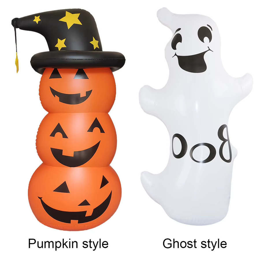 APWIKOGER Halloween aufblasbare Figuren Set mit weißem Geist und Kürbis in Weiß, Gelb und Orange für die Gartendekoration - Bild 2
