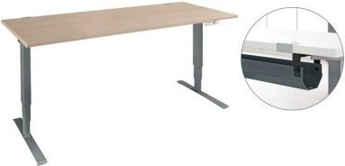 Schäfer Shop Genius Schreibtisch Aero Flex elektrisch höhenverstellbar Eiche/Anthrazit mit integriertem Kabelkanal B/T/H: 160 x 80 x 62-128 cm - Bild 1