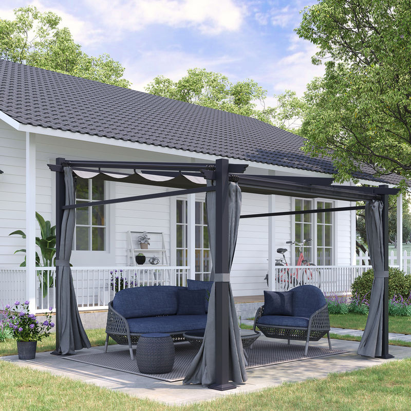 Outsunny Pergola Gartenpavillon aus Aluminium und Polyester in Grau, B/T/H: 295 x 297 x 230 cm - Bild 2
