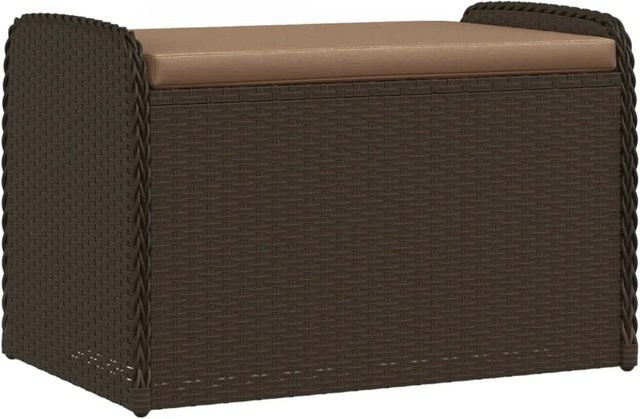 vidaXL Sitzbank mit Stauraum und Kissen aus Polyrattan in Braun, B/T/H: 80 x 51 x 52 cm - Bild 1