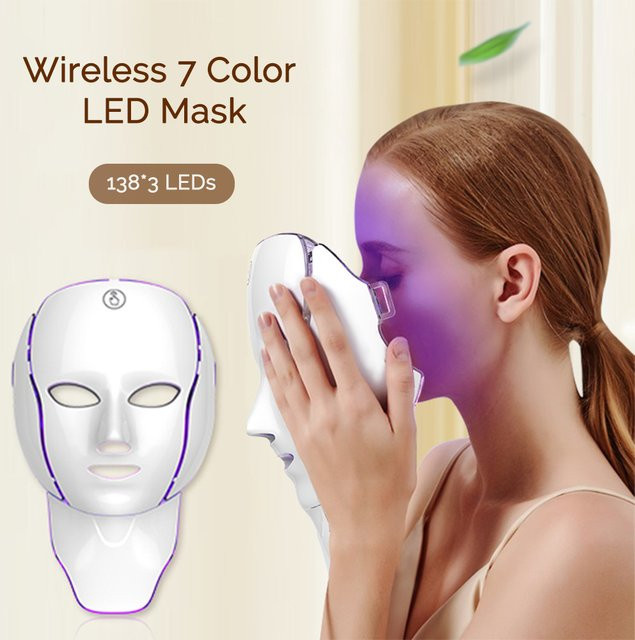 foreverlily LED-Gesichtsmaske mit Halsbereich, 7-Farben-Lichttherapie, Unisex - Bild 1