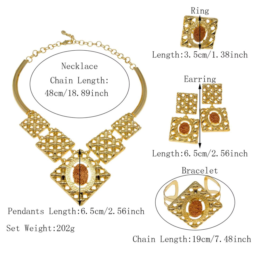 SYHOL Schmuckset, Ohrringe mit Anhänger, Gold, Damen - Bild 2
