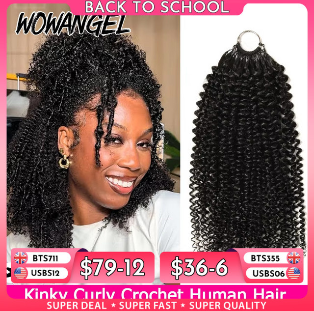 wowangel Feder-Häkel-Echthaarverlängerung, Locken, Boho-Zöpfe - Bild 1