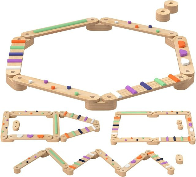 AIYAPLAY Balancierbalken Kinder Holz Schwebebalken mit 6 Balanciersteinen - Bild 1