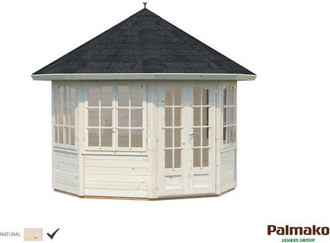 PALMAKO Pavillon Veronica mit Satteldach aus Holz in Braun, Durchmesser: 310 cm - Bild 1