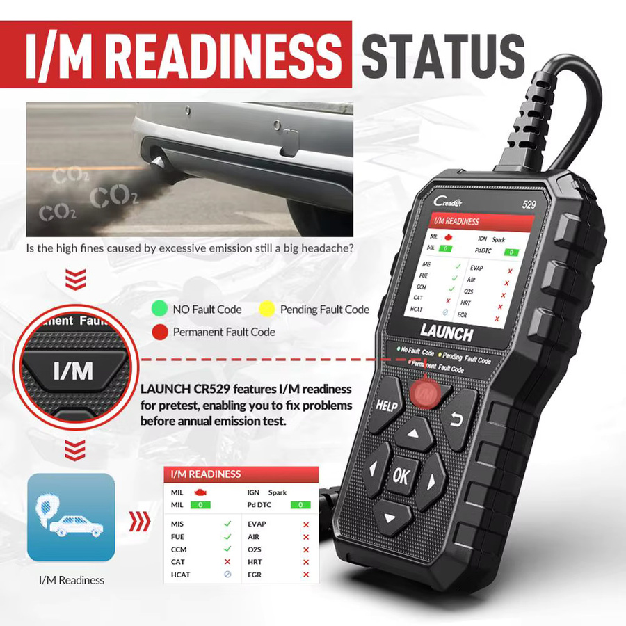 LAUNCH CR529 OBD2-Scanner Kfz-Diagnosetool in Schwarz zum Lesen und Scannen von Fehlercodes - Bild 3