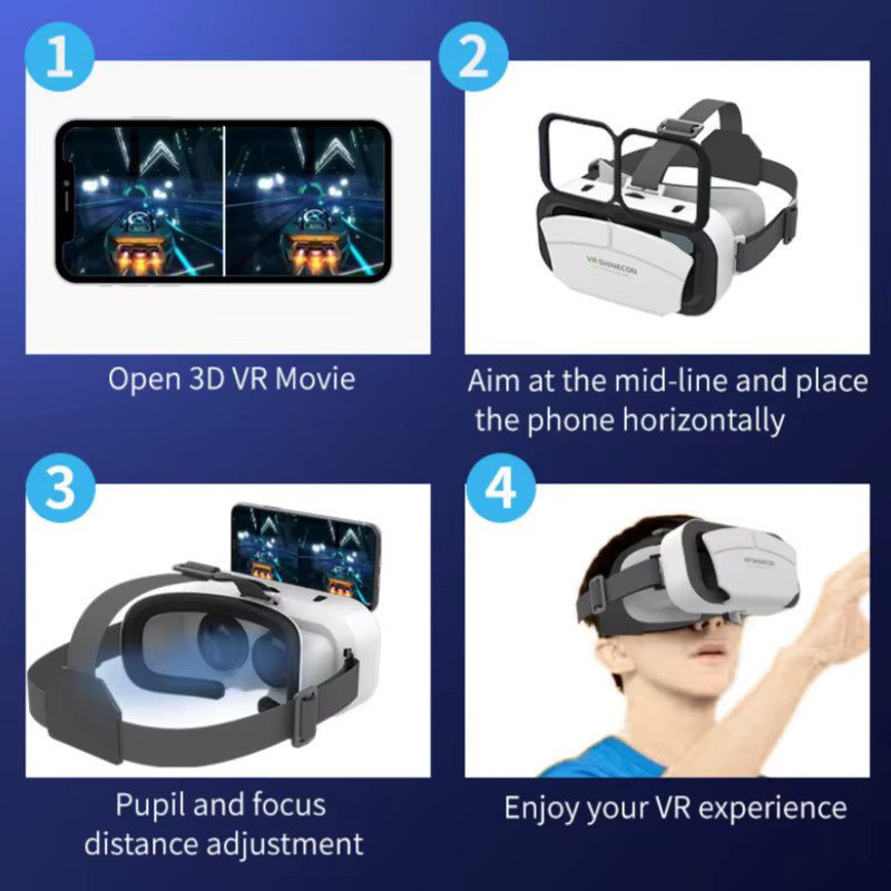 VR SHINECON G12 Virtual-Reality-Brille in Weiß für Smartphones von 4,5 bis 7 Zoll mit HD 3D-Funktion und Joystick-Unterstützung - Bild 5