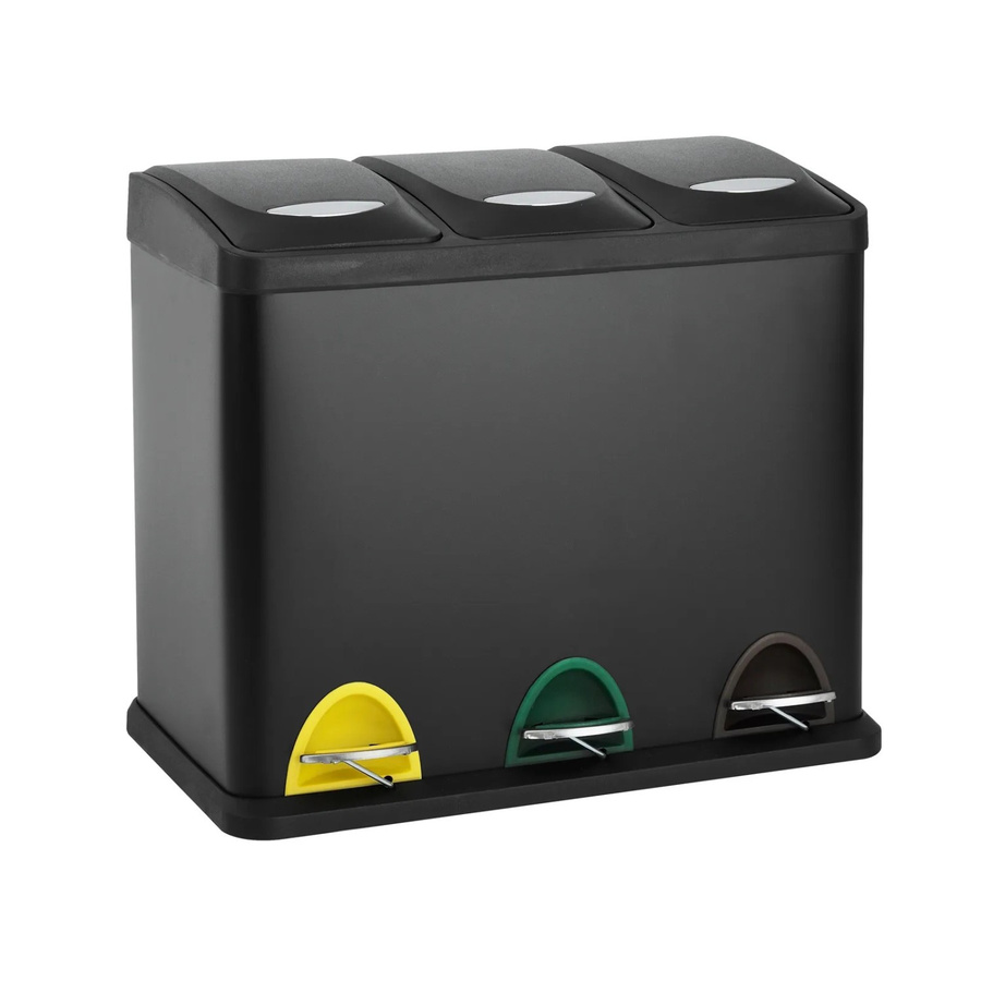 Svita TC3X8 Treteimer Abfalleimer aus pulverbeschichtetem Stahl mit herausnehmbarem Inneneimer, Schwarz, Volumen: 24 l, Höhe: 47 cm, Breite: 28 cm, Tiefe: 38 cm - Bild 2