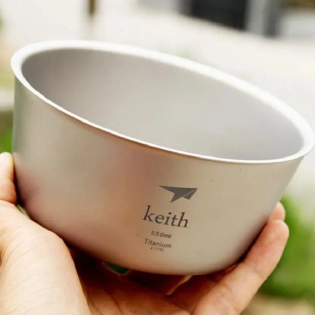 Keith Doppelwandige Titan Schüssel für Reis, Nudeln oder Salat, Silber, 0,5 l - Bild 1