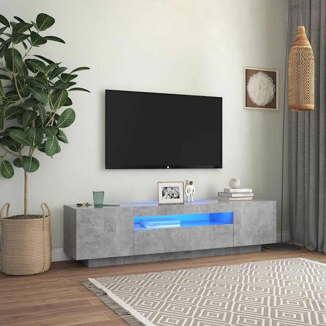 vidaXL TV-Schrank mit LED-Beleuchtung in Betongrau, B/T/H: 160 x 35 x 40 cm - Bild 2