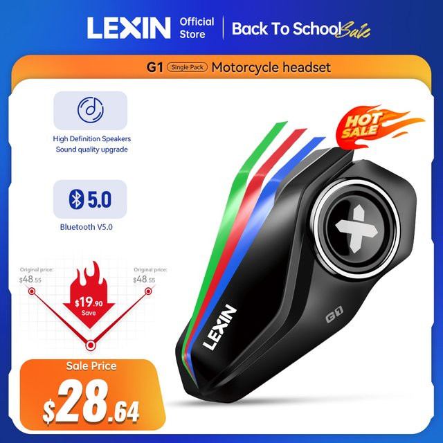 Lexin G1 Motorrad-Bluetooth-Headset für den Helm mit Bluetooth 5.0 und High-Definition-Lautsprechern - Bild 1