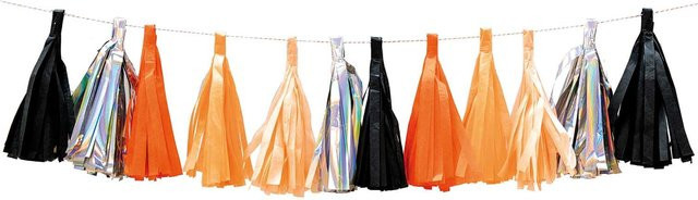 Rico Design Quasten-Girlande mit 12 Pompoms in Orange-Schwarz für deine Party - Bild 1