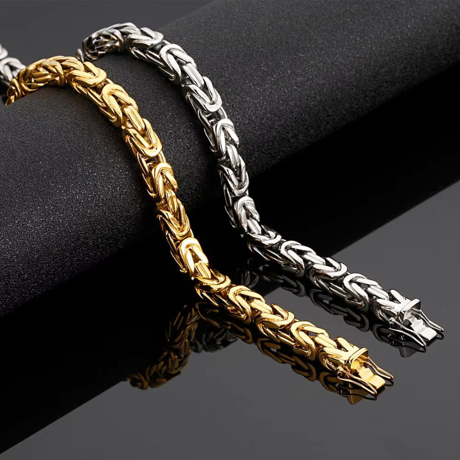 Fongten Halskette, Byzantinische Kette, Edelstahl, Gold, 66 cm, Herren - Bild 1
