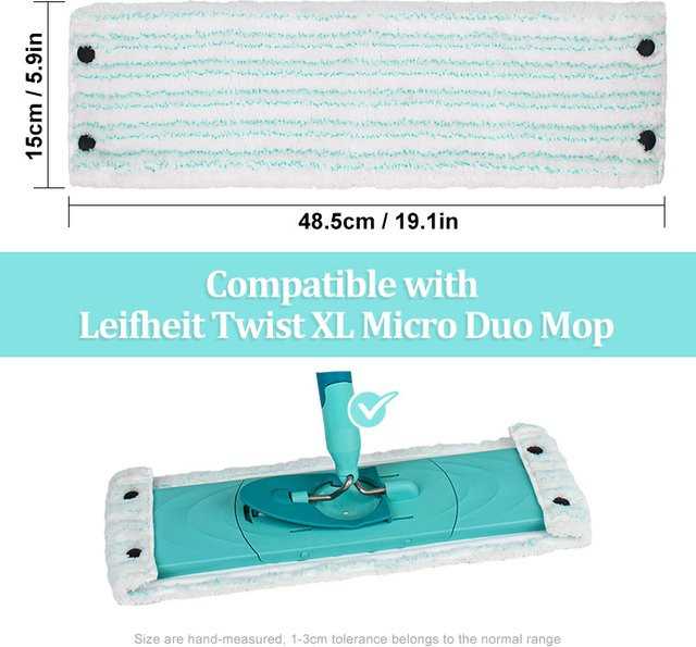 Leifheit Clean Twist XL Micro Duo Ersatzkopf für Flat Mop in Blau, Breite: 48,5 cm, Tiefe: 15 cm, Höhe: 12 cm - Bild 1