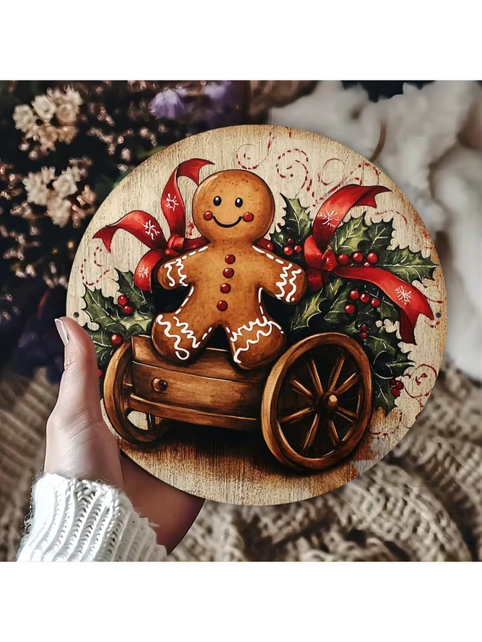 Rundes Lebkuchen-Metallschild von Potdemiel im Vintage-Design für Weihnachten, Durchmesser: 20,3 cm, Mehrfarbig - Bild 6