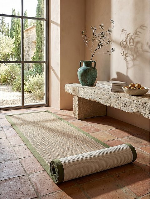 Jute Läufer Kadima Design in Braun-Grün mit Fischgrät-Muster, Breite: 60 cm, Länge: 230 cm - Bild 1