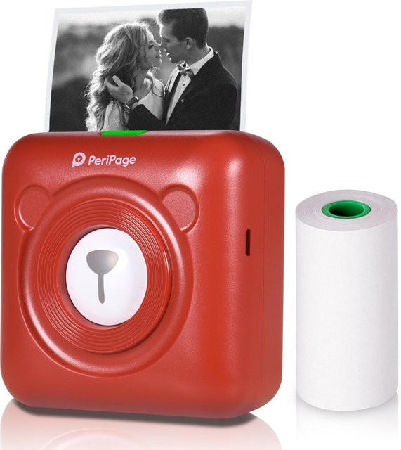 PeriPage A6 Mini-Taschendrucker in Rot mit 304 DPI, Wireless Bluetooth Thermodrucker für Fotos, Etiketten und Memos - Bild 1
