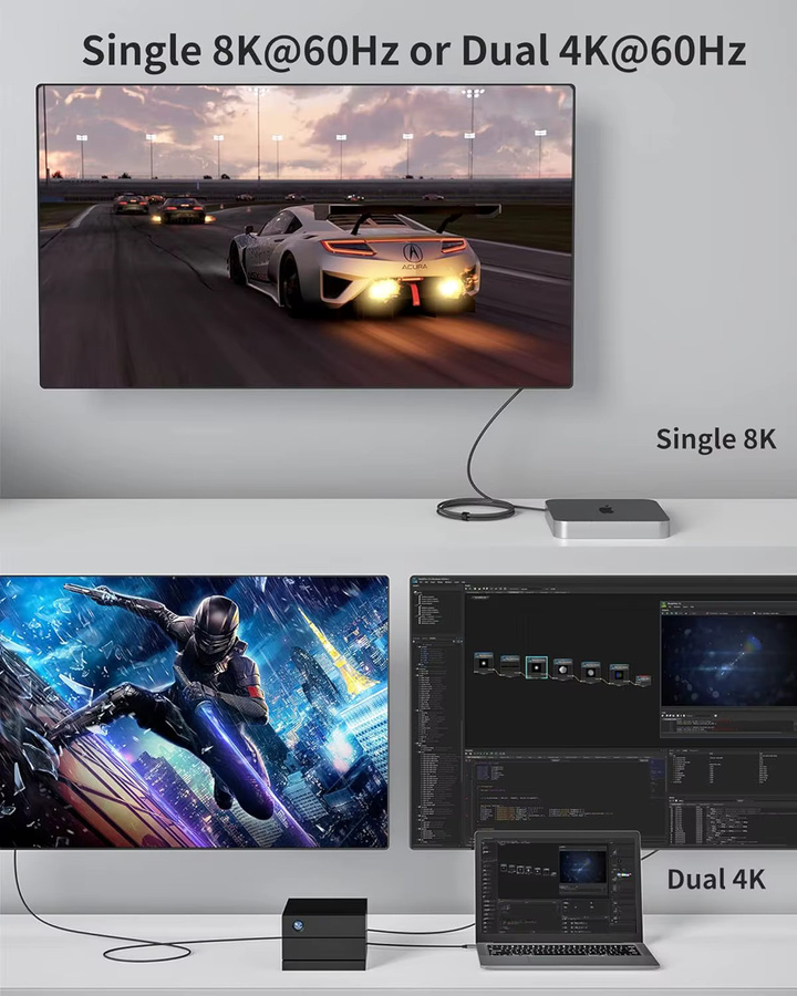 CYANMI USB-C Schnellladekabel Thunderbolt 4 mit 240 W und 40 Gbit/s in Schwarz - Bild 3
