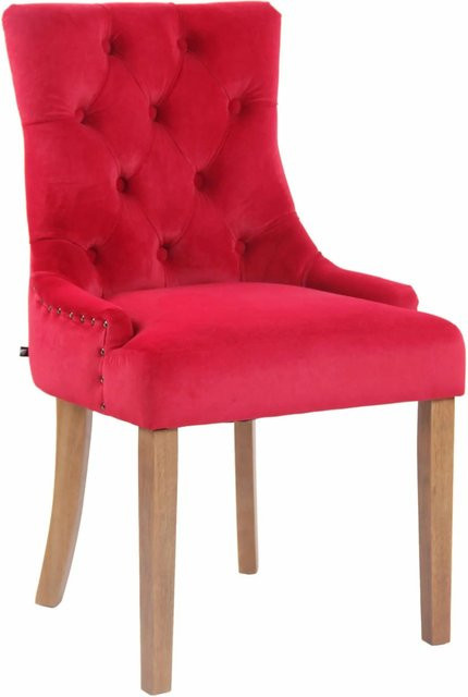 DELUKE Esszimmerstuhl HILON aus Samt in Rot, B/T/H: 55 x 58 x 92 cm - Bild 1