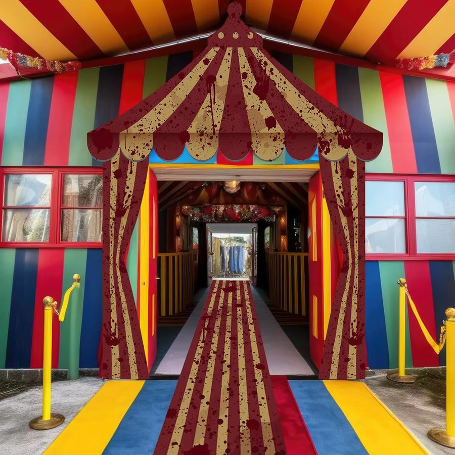 OURFETE Halloween Torbogen-Banner Horror-Karneval-Zirkus mit Clown-Motiv, mehrfarbig, rechteckig und aus Textil für den Außenbereich - Bild 4