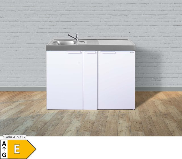 Stengel Küchen Kitchenline MK 120 A Küchenzeile in Weiß ohne Kochfeld links und Becken rechts - Bild 1