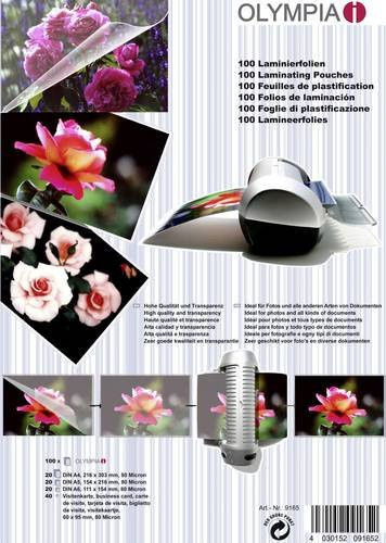 Olympia Laminierfolien-Set 80µ für DIN A4, DIN A5 und DIN A6, 100 Stück - Bild 1