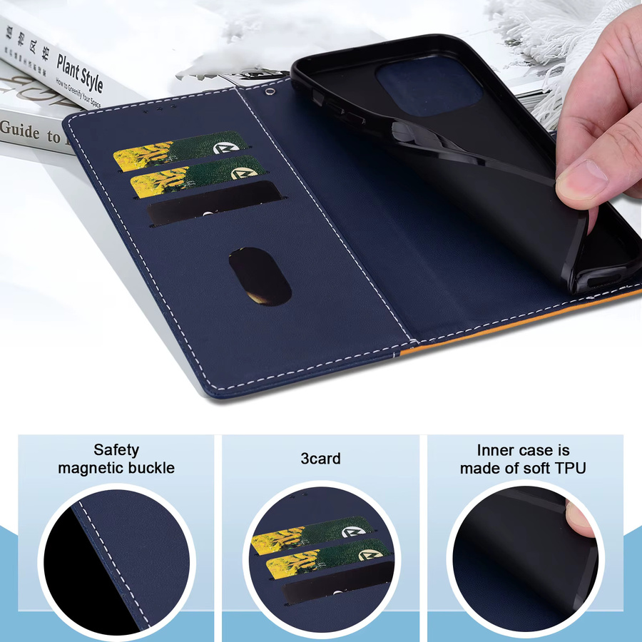 Magnetische Leder-Flip-Hülle als Brieftasche für Oppo A11s A15 A15s A16 A16s A18 A35 A38 A52 A53s A54 A55 A58 A72 A74 A78 4G/5G - Bild 3
