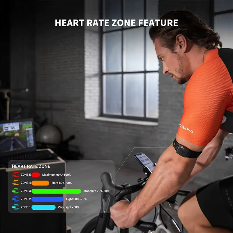 COOSPO HW9 Armband-Herzfrequenzmesser mit HR-Zonen und Kalorienmessung, Bluetooth BLE5.0 und ANT+ HRM-Sensor für Peloton, Zwift und Wahoo, Schwarz/Weiß - Bild 4