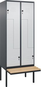 C+P Z-Spind Classic PLUS Sitzbank mit 4 Fächern und Sicherheits-Drehriegel, Sitzfläche aus Buche-Hartholz, B/T/H: 212 x 80 x 81,5 cm - Bild 1