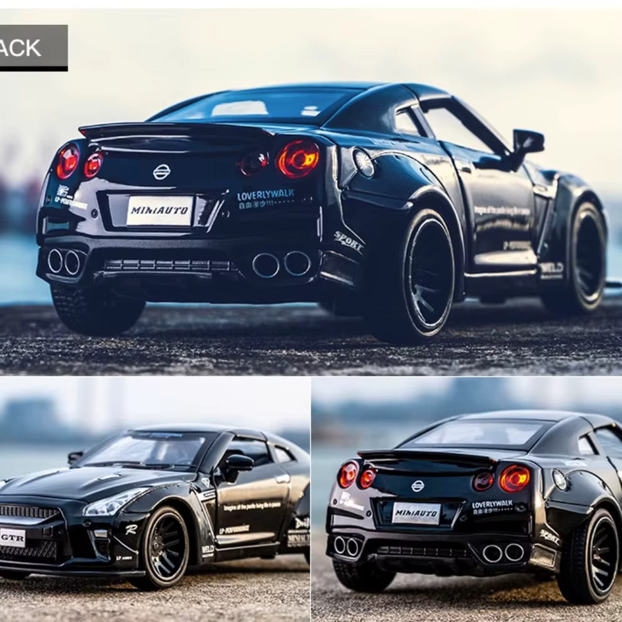 MAKEDA Nissan GTR Modellauto, Metall, 1:36, Schwarz - Bild 4
