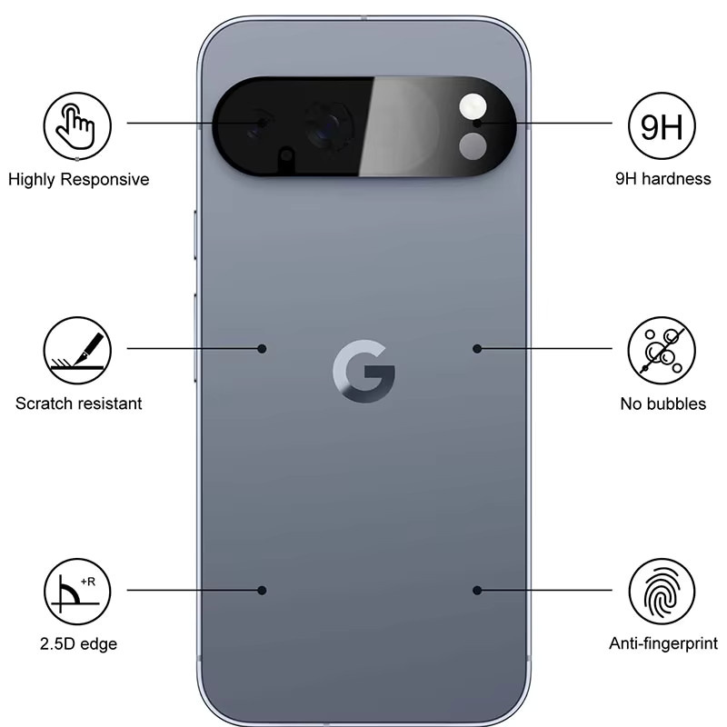 3-teiliger Kameralinsen-Schutz aus gehärtetem Glas für Google Pixel 10 Pro XL und Google Pixel 9 Pro XL in Schwarz und Transparent - Bild 3