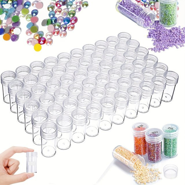 30 Stück Perlen-Aufbewahrungsflaschen aus Kunststoff in Transparent für DIY-Diamant-Malerei und Strass-Mosaik-Kunst - Bild 1