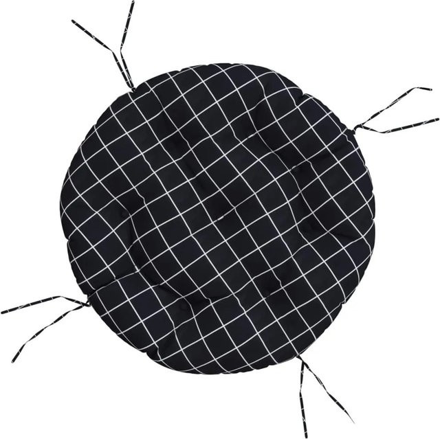 vidaXL Rundes Kissen aus Oxford-Gewebe in Schwarz, Durchmesser: 60 cm, Höhe: 11 cm - Bild 1