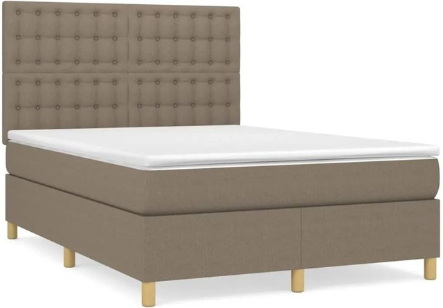 vidaXL Boxspringbett Hybrid mit Matratze in Taupe, B/T: 140 x 200 cm - Bild 1