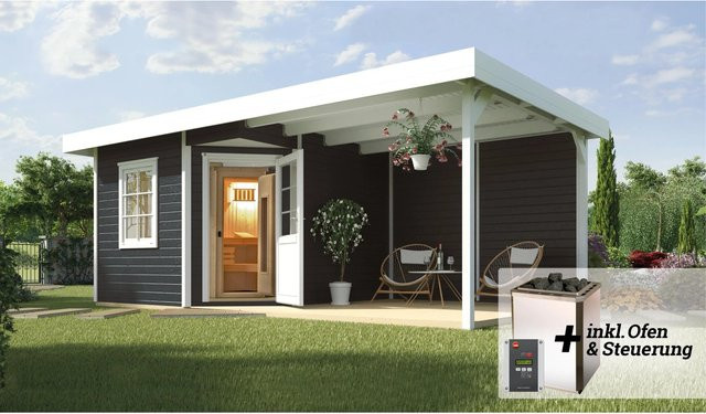 WEKA Saunahaus SALO BioSauna in Anthrazit mit 7,5 kW BioS Sparset, B/H/T: 646 x 237 x 338 cm - Bild 1
