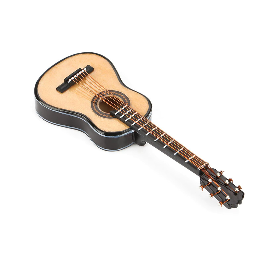 TOPINCN Miniatur Holz Gitarre Modell in Braun als Deko-Ornament mit Stand für die Tischdekoration, Höhe: 10 cm - Bild 2
