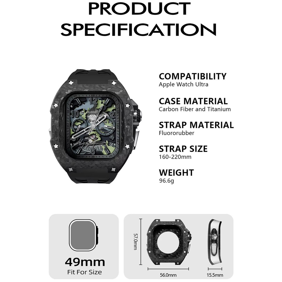 FancyWrist Modifikationskit für Apple Watch Ultra, Titanlegierung, Silikon, Schwarz - Bild 3
