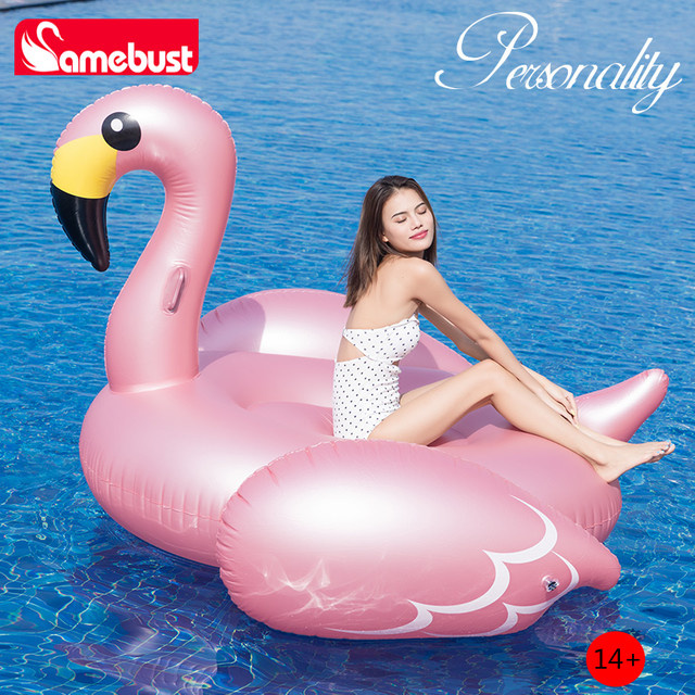 Camebust Roségoldener Aufblasbarer Flamingo Schwimmring, ab 14 Jahren - Bild 1