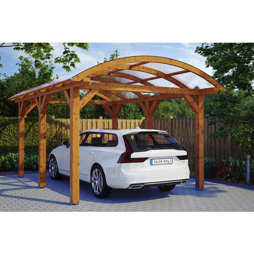 Skan Holz Carport Franken Bogendach mit Doppelstegplatten aus Fichte, Farbe: beige, B/T: 376 x 541 cm, Höhe: 293 cm - Bild 3