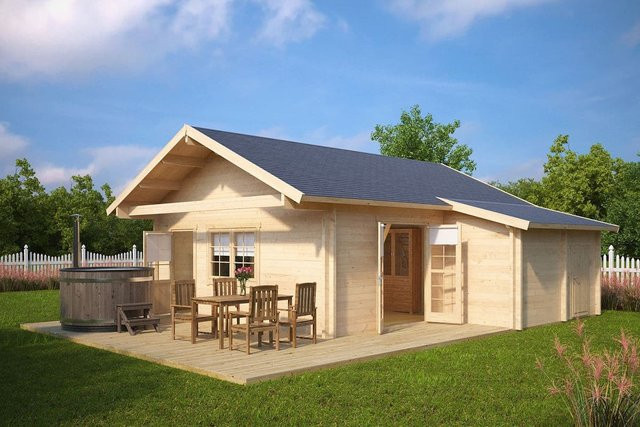 Blockhaus Dakota mit Schlafboden 7x7m als großes Gartenhaus mit Satteldach - Bild 1