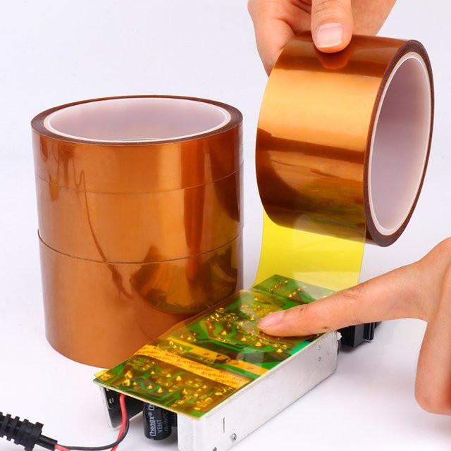 Doppelseitiges Kapton-Klebeband aus Polyimidfolie, hitzebeständig und orange, Breite: 3–100 mm - Bild 1