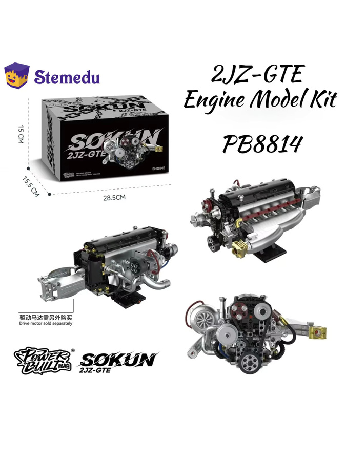 Powerbuild Speed Soul 2JZ Motorserie, Elektrisches Bausteinmodell, Set - Bild 4