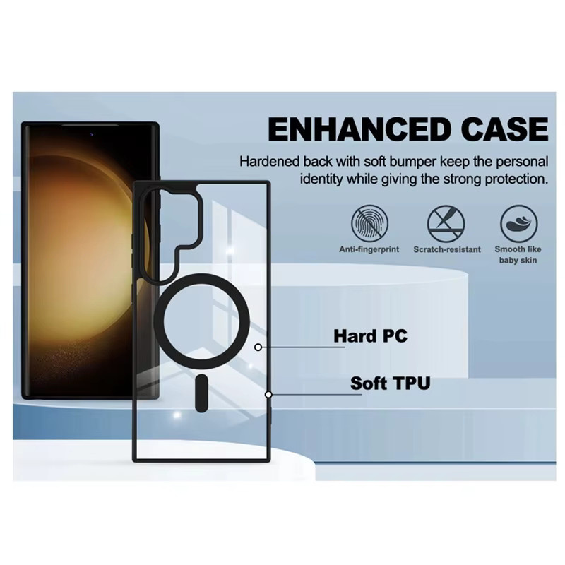 MagSafe Magnetische Handyhülle für Samsung Galaxy S25, S24 Ultra, S23 FE und weitere Modelle, Transparent oder Schwarz - Bild 5