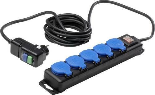 AS Schwabe Strom Verlängerungskabel Schwarz Blau 4,50 m H07RN-F 3G 1,5 mm² mit FI-Schutzschalter - Bild 1